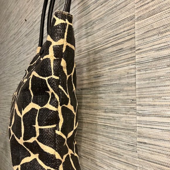 SONDRA ROBERTS SQUARED - Giraffe Print Tote Straw Handbag - Great Condition - Picture 14 of 16